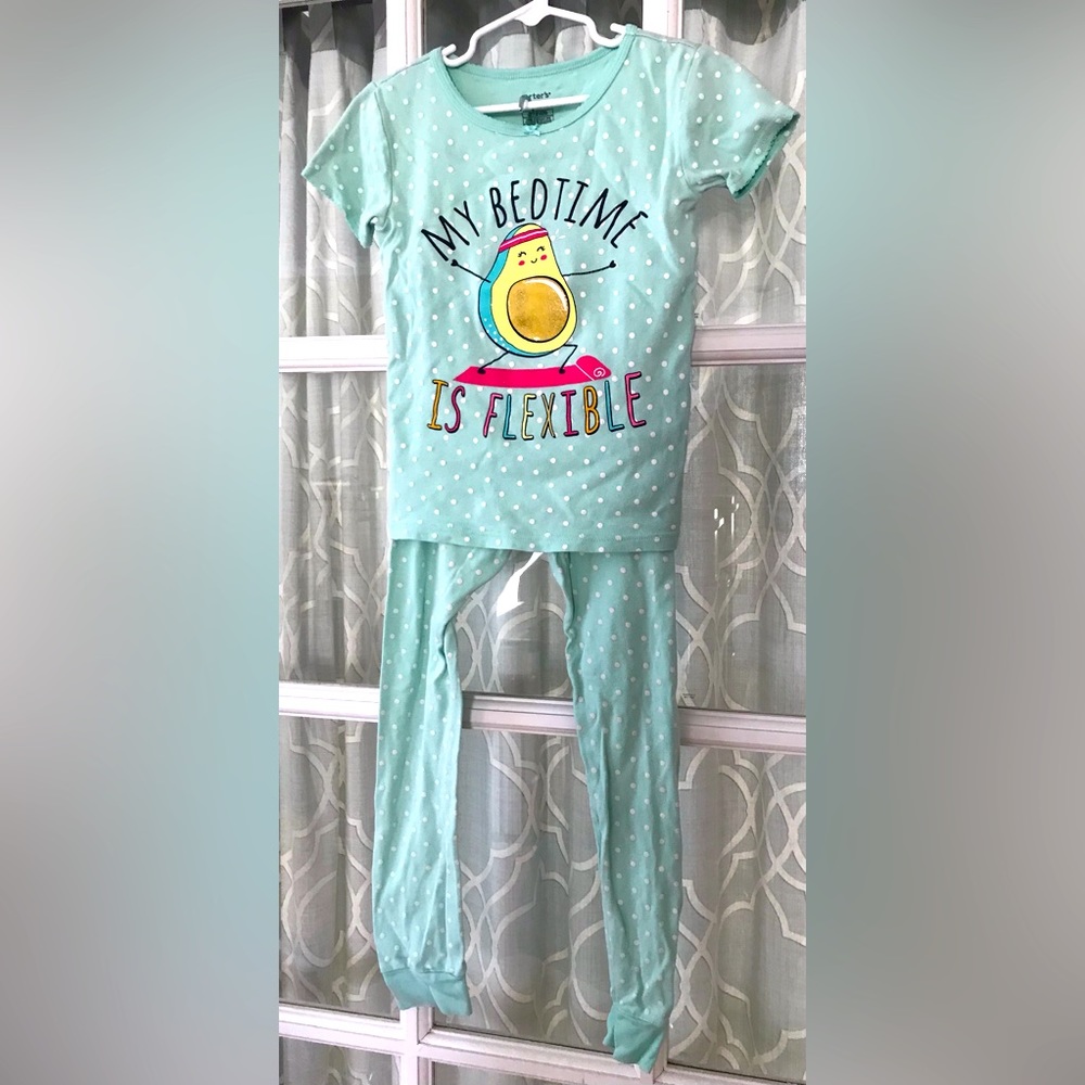 Carters’ 100% cotton PJs size 8 light blue avocado pajama short sleeve set sprin